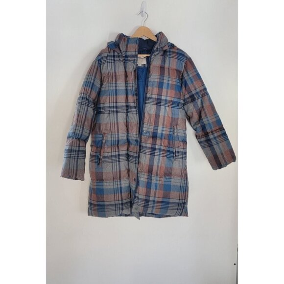 NWT A New Day Quilted Long Line Plaid Puffer Jacket - Picture 3 of 8